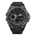 Black SAMDA 6008 dual display sports watch with 50M waterproof resin strap - 6008 Full Black Men's
