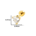 Golden heart-shaped stainless steel screw back stud earring with clear zircon inlay - Heart Style (0158-1#) / Gold Yellow