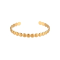 Brazalete abierto dorado con diseño de discos en relieve de acero de titanio pulido - Brazalete de Disco Redondo Pulido Abierto (Dorado)