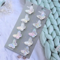 Close-up of 5-piece gradient butterfly hair clips on Princess handmade card display - No.1 Large Butterfly / 10 Pieces Pack / Iridescent Butterfly