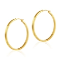 Pendientes de aro minimalistas de latón chapado en oro de 18 quilates con reflejo de espejo - Grande / Oro Brillante