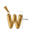 Mini 18K gold-plated bubble letter W pendant accessory for DIY jewelry, 21mm height - Letter W / Gold
