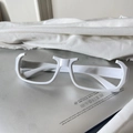 White semi-rimless anime style glasses frame with geometric cutout design on the top - White