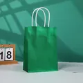 Glossy green paper gift bag with white twist handles and sparkling pearlescent finish - Green