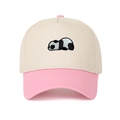 Detailed embroidery of a panda on a pink and white two-tone cotton baseball cap - Adjustable / Pink