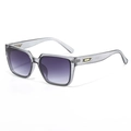 Gafas de sol cuadradas con montura gris transparente y lentes moradas degradadas - C03 Gris Transparente