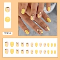 Unghie finte ovali con motivo limone giallo e base nude per estetica estiva - Stile Limone Giallo (W938) / 24Pezzi Unghie + Colla