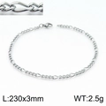 Bracciale a catena in acciaio inossidabile argento, misure 230x3mm e peso 2,5g - Acciaio 3mm / 17cm