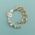 Detail of marble pattern acrylic links combined with gold metal chain and lobster clasps - Beige Marble-B353-8