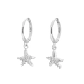 Elegant s925 silver starfish drop earrings with sparkling cubic zirconia inlay - Starfish Style (I) / White Gold