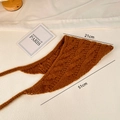 Brown knitted triangle headband with cable knit texture measuring 51cm by 21cm - Caramel color