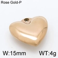 Polished 15mm rose gold heart pendant charm for DIY necklaces and bracelets - Rose Gold 15mm Heart Pendant (KLJ4952-Z)