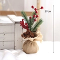 27cm mini Christmas tree with red berries, pine cones and burlap base for desk decor - Mixed Pine Cone
