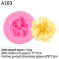 Pink silicone 3D rose flower mold with yellow resin craft and size measurements - 2# Pink A160