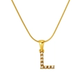 Gold-plated stainless steel letter L pendant necklace with pearls on a sleek snake chain - L (S-P149-L)