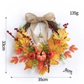 35cm Autumn maple leaf wreath with pumpkins berries and bells for Halloween decor - Halloween Wreath Style F