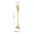 Edelstahl Gabel in Mattgold mit Ast und Blatt Design, Länge 12cm Gewicht 7g - Gold Blatt Gabel