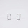 Minimalistische S925 Sterlingsilber rechteckige Ohrstecker mit Zirkonia-Pavé-Besatz - 925er Silber