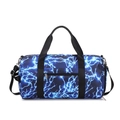 Sac de voyage imperméable à motif éclair bleu, avec poignées et bandoulière réglable - Éclair bleu (en rupture de stock, personnalisable)