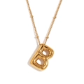 Collana con ciondolo a palloncino 3D lettera B in acciaio inossidabile placcato oro 18K - Oro - Lettera B