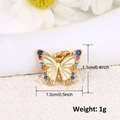 Détail macro du pendentif papillon doré avec zircons colorés et mesures de taille - A0075-Papillon en Émail Blanc Zircon Coloré