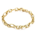 6mm vintage gold stainless steel O-chain bracelet with textured and polished links - Textured Gold / 17cm