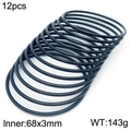 Set of 12 minimalist 3mm black glossy titanium steel stackable round bangles - 12Pcs Set-Black (KB183924-LO)