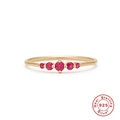 Close-up of a 925 sterling silver ring featuring five graduated red zircon stones - Rose Red Zirconia 5-Stone Row Gold Style (Style 7-Rose Red)