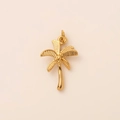 Polished golden stainless steel coconut tree pendant with detailed palm leaf textures - Palm Tree