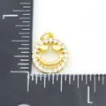 Gold heart-eyed smiley face pendant with sparkling cubic zirconia pavé setting - Heart Eyes Smile