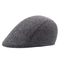 Men's dark grey herringbone flat cap with red windowpane check patterns - 58cm / Light Gray