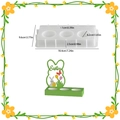 Moule silicone lapin de Pâques et fleurs avec dimensions pour bougeoir résine - Base Rectangulaire 3 Trous 003