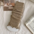 Chic khaki knitted leg warmers with thick ribbed texture in a cozy Lolita style - One Size / Khaki