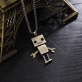 Retro mechanical robot pendant necklace in brass finish with movable limbs - Robot (70cm Titanium Steel Chain) / 70cm / Bronze