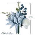 Blau-weiße Ansteckblume aus Seide für Bräutigam und Hochzeit, Größe 8x12cm, Gewicht 10g - Nebelblauer Ansteckstrauß