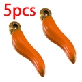 5 Stück orangefarbene Chilischoten-Anhänger aus Edelstahl mit Metallöse für DIY-Schmuck - 1.5cm / Gold-Orange
