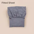 Detail of grey muslin cotton baby bassinet fitted sheet showing elasticated edges - Dark Gray / 81*41 cm