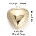 Detailed view of 28mm golden copper heart pendant with technical size specifications - Ysn024-3 / 18K Gold