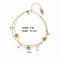 Detailed view of dual-layer gold star bracelet with cubic zirconia and K18 hallmark tag - Style 11-Star Zircon Tag