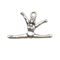 Antique silver gymnast pendant charm for fitness jewelry making with matte finish - Splits Girl