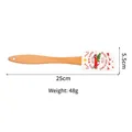 Christmas silicone spatula with wood handle and red truck print, size 25cm by 5.5cm - White English Greeting Style
