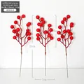 Three-piece set of artificial red Christmas berries branches for festive flower arrangement - ACG1-6 (3-Pack / 12 Heads Red Berries)