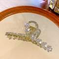 Pince à cheveux en métal doré ornée de fleurs en résine blanche et cristaux brillants - 88# Camélia en Strass