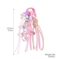 Pendentif chien ballon rose avec perles colorées et pompon à franges sur corde tressée - K2508-1 Chien Rose