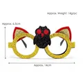 Halloween party glasses featuring a gold glitter cat ear frame and owl design decoration - Owl Decorative Glasses