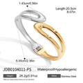 Minimalist two-tone stainless steel spring bangle with 20.5cm length and gold-silver finish - Two-tone Oval Open Style (JDB0104011-PS)