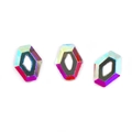 Set of 3 hollow pentagon K9 crystal glass rhinestones with iridescent AB color effect - 4x6mm Rhombus Center Hole AB