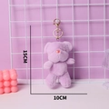 Cute purple plush bear keychain for women bags in candy color with 15cm height - Purple / Gold Keychain