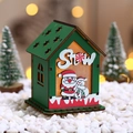 Green wooden Christmas house ornament with warm LED light and Santa snowman design - New Style Santa Snowman