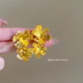 Detailed size view of golden floral tassel earrings measuring approximately 4cm by 2.5cm - Frosted Gold Petal Style / Approx. 4cm*2.5cm / Gold